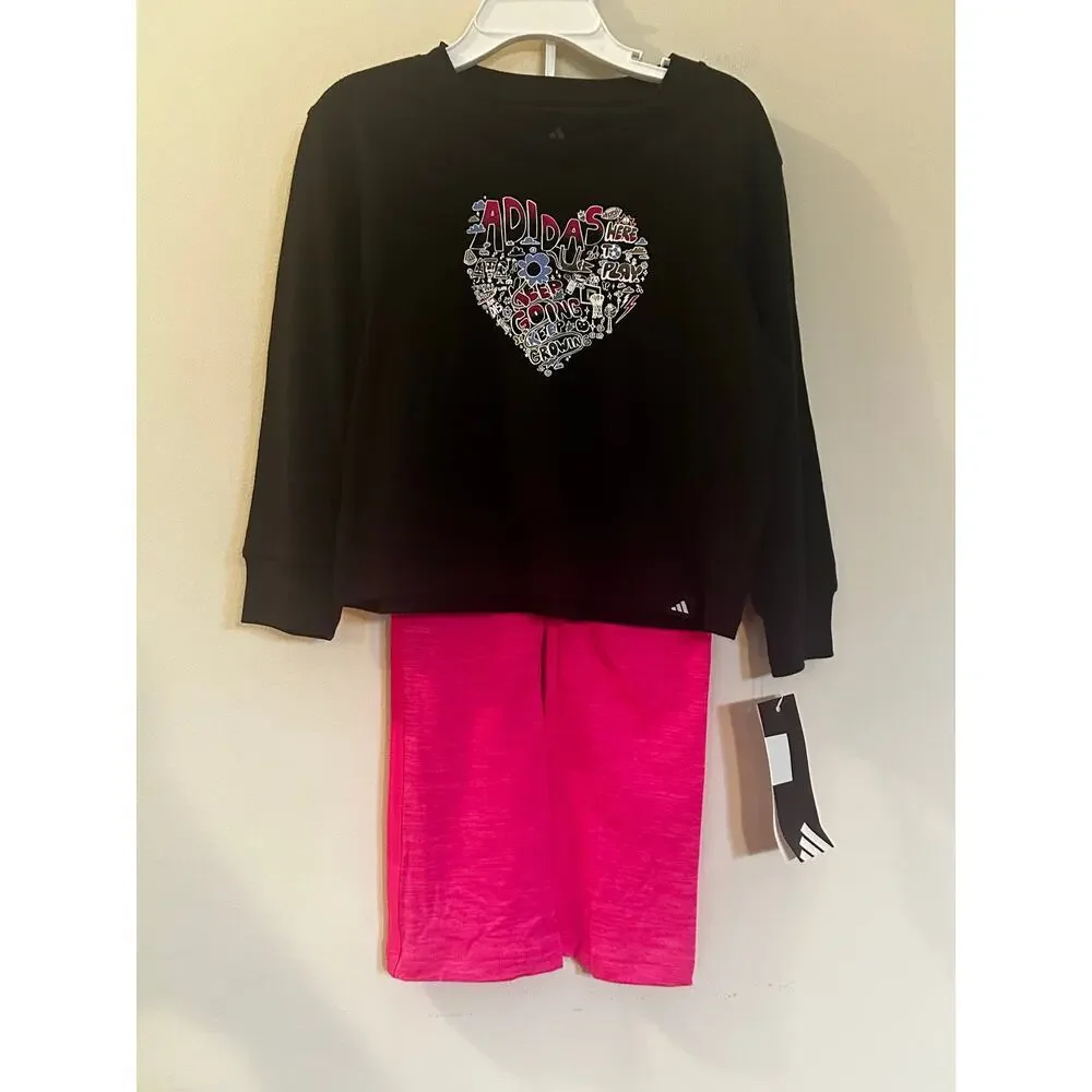 NEW Adidas Graphic Tee and Flare Pants Set sz 3T Activewear Matching Set